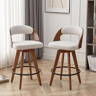 - Barstools Set of 2,Bar Height Bar Stools for Kitchen Island,30.3 Inch Modern Upholstered Bar Chair, Swivel Bar Stools with Back and Wood Legs (Beige-Fabric)
