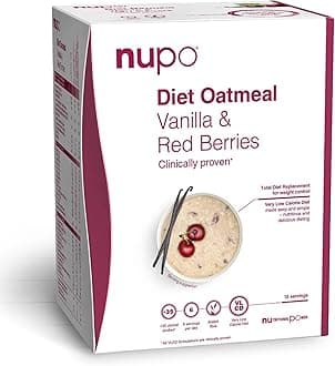 NUPO Diet Oatmeal Vanilla Red Berries – Premium Diet Meal for Weight Management I Complete Meal Replacement for Weight Control I 12 Servings I Very Low-Calorie Diet, GMO Free