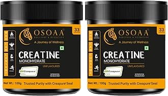 OSOAA 100% Creapure from Germany, Micronized Creatine Monohydrate Powder - 100g | 3g Creatine/Serving | Pre/Post Workout Supplement for Muscle Repair & Recovery | Athletic Performance| (Pack of 2)