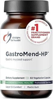GastroMend HP - Gut Mucosa + Microbial Balance Support Supplement with Mastic Gum, DGL Licorice + 'Vitamin U' - May Help Occasional Bloating or Upset Stomach (60 Capsules)