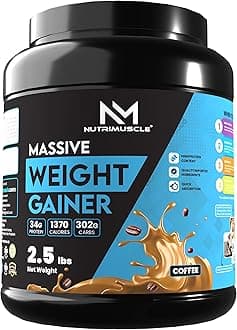 Nutrimuscle Massive Weight Gainer - 2.5 lbs - 1.134 Kgs - Coffee Flavour For Weight & Mass Gain - Contains Complex Carbohydrates