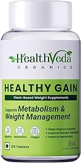 Health Veda Organics Healthy Gain 120 Tablets | Herbal Weight Gain Support | Helps Maintain Healthy Appetite, Metabolism & Strength | For Men & Women