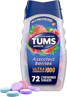 TUMS 278548 Ultra Strength 1000 Antacid Tablet, Assorted Berries, Pack of 72