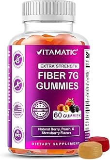 Prebiotic Fiber Gummies for Adults - 7G Fiber Extra Strength - Zero Sugar Added - 60 Pectin Based Gummies - Digestive Health & Regularity Support