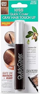 RED by Kiss Quick Cover Root Touch Up Mascara Water-Resistant Temporary Gray Concealer Cover Up Brush for Hair and Beard (Natural Medium Brown)