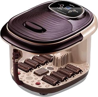 Lifelong LLM306 500W Electric Spa Foot Massager Machine With 8 Manual Rollers, Digital Panel, Bubble Bath & Water Heating Technology For Pedicure, Pain Relief & Foot Care, Brown