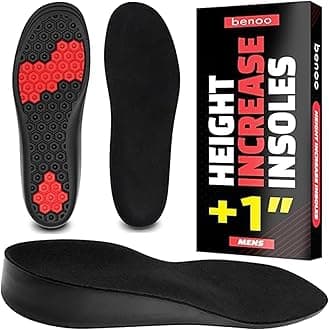Height Increase Insoles for Men (+1 inch) Discreet Shoe Lifts, All Day Comfort, Shock-Absorbent Gel, Trim to Fit Inserts for Most Sneakers & Shoes, Confidence Boosters (Mens 7-8.5)