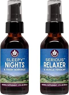 WishGarden Herbs Sleepy Nights Herbal Sleep Support + Serious Relaxer Natural Relaxing Muscle Supplement (2-2oz Bundle)