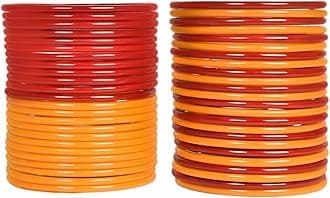 Swara Creations Plain Glass Bangle Set for Women/Smooth Finish Combo of Red & Green Bangles/Traditional Design (48Pcs)(SKU282)
