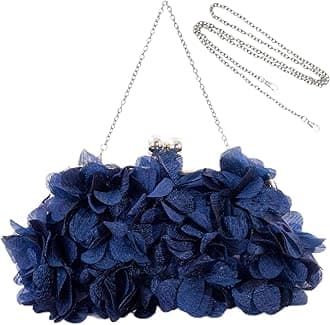 Women Elegant Evening Purse, Small Floral Clutch Bag with Detachable Chain for Wedding, Party, Prom