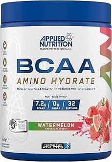 BCAA Powder - Branched Chain Amino Acids BCAAs Supplement, Amino Hydrate Intra Workout & Recovery Energy Drink (450g - 32 Servings) (Watermelon)