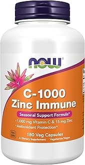 NOW Supplements, C-1000 & Zinc Immune, Seasonal Support Formula, Antioxidant Protection, 180 Count