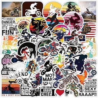 Dirt Bike Stickers |50Pcs Cross Country Motorcycle Waterproof Vinyl Decals for Bike Water Bottles Laptop Bicycle Refrigerator Cup Luggage Computer Mobile Phone Skateboard