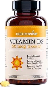 NatureWise Vitamin D3 2000iu (50 mcg) 1-Year Supply for Immune Support, Healthy Muscle Function, and Bone Health - Non-GMO, Gluten Free in Organic Extra Virgin Olive Oil, (Mini Softgel), 360 Count