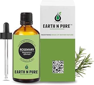 Earth N Pure Rosemary Essential Oil for Hair Growth & Scalp Care – 100% Pure Natural Rosemary Oil for Skin & Aromatherapy – Steam Distilled – 50ml