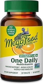 MegaFood Multivitamin for Women 40+ One Daily Womens Multivitamin - with Methylated B12, Methyl Folate, Vitamin D3, C & Zinc - Energy Metabolism, Immune Support & Bone Health, Vegetarian, 30 Tablets