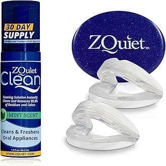 ZQuiet, Anti-Snoring Mouthpiece (Blue) + Cleaner (1.5oz Bottle), Starter Pack with 2 Sizes, Made in USA, BPA-Free, Medical-Grade Material, Clear