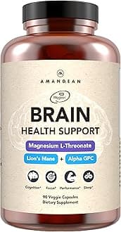 Brain Supplement for Memory and Focus, Mental Clarity, Cognitive Function. Nootropic with Magnesium L-Threonate (Magtein), Lions Mane and Alpha GPC - (90 Veggie Capsules)