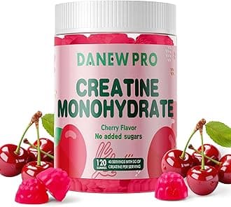 Creatine Monohydrate Gummies 5000mg for Men & Women, Creatine Monohydrate for Muscle Strength, Muscle Builder, Energy Boost, Pre-Workout Supplement(120 Count)-Cherry Flavor