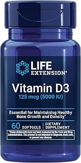 Vitamin D3 125 mcg (5000 IU), Bone Health, Brain Performance, Immune System Support, Gluten-Free, Non-GMO, Once Daily, Two-Month Supply, 60 Softgels