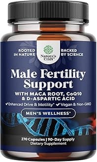 Pre Conception Male Fertility Supplement - Semen Volume Booster with CoQ10, Maca Root, Methyl Folate & D-Aspartic Acid - Mens Fertility Supplement for Sperm Motility - Conception for Him - 270 Count