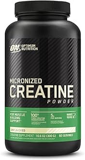 Optimum Nutrition (ON) Micronized Creatine Monohydrate Powder for Muscle Building Support - Unflavored, 300 Grams, 60 Servings