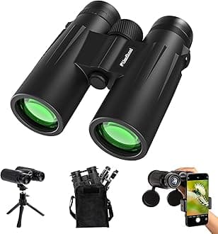 Binoculars for Adults Bird Watching usogood 12x50 High Power Binoculars for Stargazing, Traveling, Hunting and Hiking with Tripod Phone Adaptor for Photography - BaK-4 Prisms, FMC Lens Black