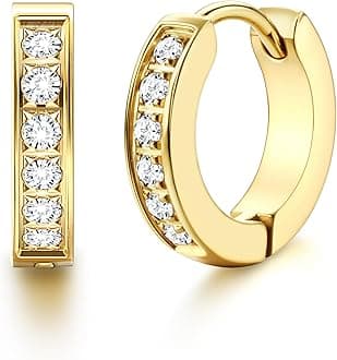 FIBO STEEL 13MM 20MM Stainless Steel Small Hoop Earrings for Men Women Huggie Earrings CZ Inlaid