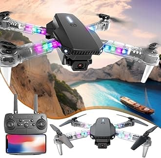 Drones with Camera for Adults 1080P, WiFi FPV Drone, Drones with Transparent LED Folded Arms, 3 Flight Modes, Altitude Hold, Headless Mode