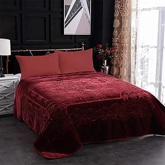 JML Fleece Blanket King Size, Heavy Korean Mink Blanket 85 X 95 Inches- 9 Lbs, Single Ply, Soft and Warm, Thick Raschel Printed Mink Blanket for Autumn,Winter,Bed,Home,Gifts, (Burgundy)