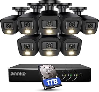 ANNKE Home Security Camera System 8 Channel 1080P Lite DVR with 1TB HDD and (8) HD 1080P Outdoor IP66 Weatherproof CCTV Cameras, Smart Playback, Instant email Alert with Images