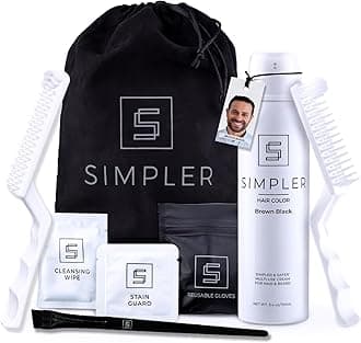 Simpler Hair Color Brown Black Mustache and Beard Upgraded Brush Kit with 3 Brushes Included for Precision Application - Gentle, Simple, and Reusable Beard Color for Men