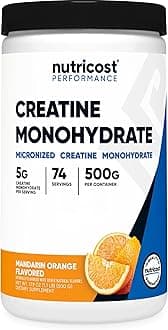 Creatine Monohydrate Powder (Mandarin Orange, 500 Gram) - Micronized Creatine Supplement - Vegan, Non-GMO, Gluten Free