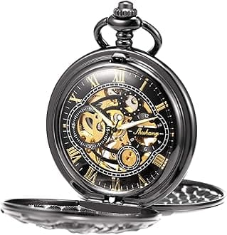 Mens Mechanical Pocket Watch Dream Dragon Skeleton Half Hunter Double Open Silver/Bronze/Black Case for Man