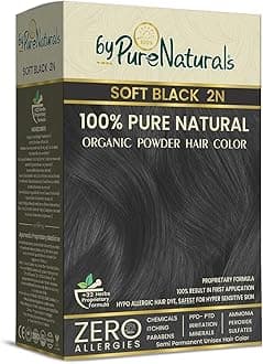100% Organic Hair Colour Soft Black 2N for Men and Women, PPD and Ammonia Free