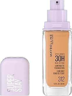 Super Stay Lumi-Matte Foundation, Lightweight and Buildable Full Coverage Foundation Makeup For Up To 30HR Wear, 312, 1 Count
