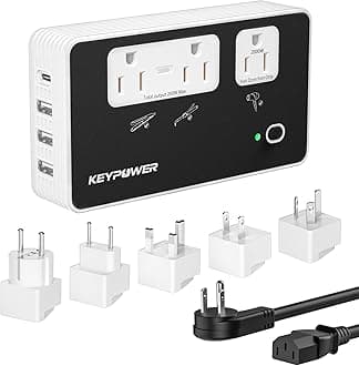 2000W Step Down Converter, 220V to 110V Voltage Converter US to Europe, International Universal Travel Adapter with 3 AC Outlets and 4 USB(1 USB C) for Hair Dryer/Straightener.