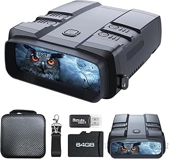 Night Vision Goggles, True 4K Night Vision Binoculars, Built-in Powerful Focusable IR, 6000mAh Rechargeable Battery, Super Large Display, Long Viewing Range, Free 64GB Card (Carbon Black)