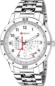 Gadgets World Analog Stylish Stainless Steel Strap Wrist Watch for Men and Boys, Pack of 1 - CRN-AVO-SIL-STL