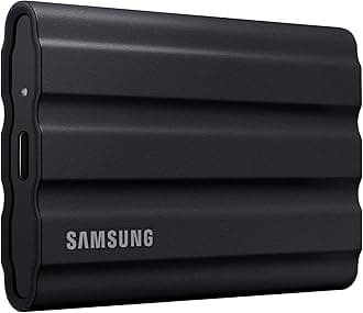 Samsung T7 Shield Portable SSD 1TB, USB 3.2 Gen2 External SSD, Up to 1,050MB/s, Rugged, IP65 Water & Dust Resistant, for Photographers, Content Creators and Gaming, Mac Compatible, MU-PE1T0S, Black