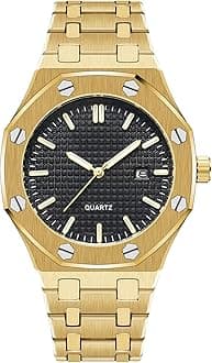 Men's Watches, Royalty Stainless Steel Quartz Movement Date Male Clock Waterproof Luminous Hands Casual Business Wrist Watches for Men