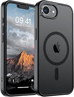 SUPFINE Magnetic for iPhone 16e Case (Compatible with MagSafe)(Military Grade Drop Protection) Slim Translucent Matte Shockproof with Anti-Fingerprint Phone Cover 2025,Black