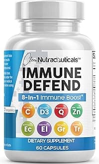 Immune Defense Support Supplement 8 in 1 with Zinc 50mg Quercetin, VIT C 1000mg, Vitamin D3 5000 IU, Elderberry, Ginger - Immunity System Booster for Adults, Vegan - 60 Count