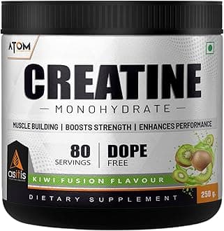 AS-IT-IS ATOM Creatine Monohydrate 250g - 80 Servings | Dope Free | Enhances Performance | Promotes Muscle Gains | Kiwi fusion Flavour