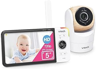 VM928HD 5” 720p HD Display, Super 110 Wide Angle View Baby Monitor, Remote Pan-Tilt-Zoom,Night Vision, Up to 1000ft Range, Temperature Sensor, 9 Soothing Sounds & Lullabies,2-way Talk, No WiFi