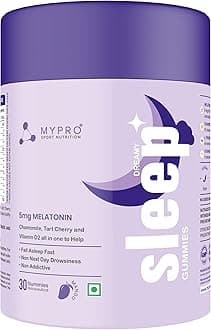 Mypro Sport Nutrition Melatonin Sleep Gummies | No Side Effect With Chamomile,Tart Cherry & Vitamin D2 | Promotes Deep Sleep | Calms Brain & Relaxes Nerves | Wake Up Fresh & Energetic - 30 Gummies