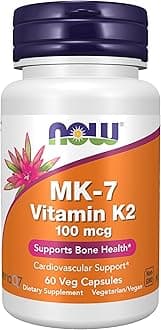 NOW Foods Supplements, MK-7 Vitamin K-2 100 mcg, Cardiovascular Support*, Supports Bone Health*, 60 Veg Capsules