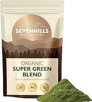 Sevenhills Wholefoods Organic Super Greens Blend 400g | with Spirulina, Chlorella, Wheatgrass, Barley Grass | Supports Skin, Immunity & Reduce Tiredness | 80 Servings | UK Made