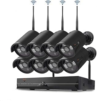 8Channel Black Case Wireless KIT Surveillance System Security Full HD 1080P/2.0MP IP Camera 8pcs Outdoor WIFI Security Waterproof IP66 Camera with Night Vision and P2P