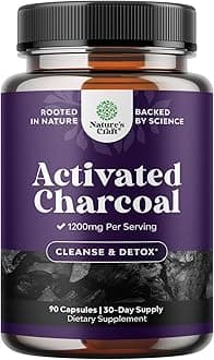 Activated Charcoal Pills Detox & Cleanse - Purifying Coconut Capsules with 1200 mg Per Serving for Bloating Relief - Active Detox Supplement for Body & Gut Health - 90 Count
